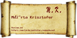 Márta Krisztofer névjegykártya