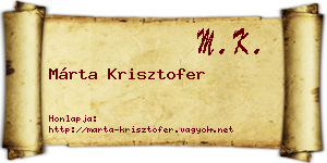 Márta Krisztofer névjegykártya